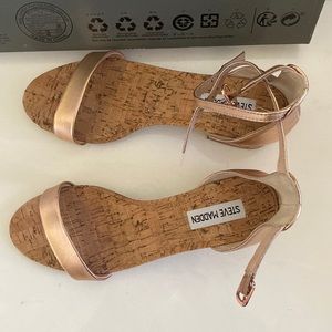 Steve Madden Rose Gold leather sandals 2 inch heels